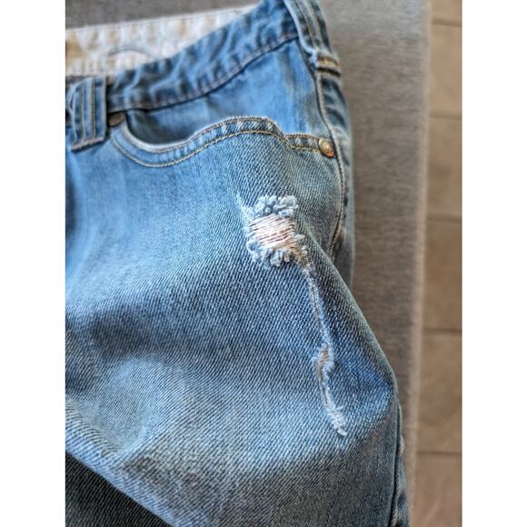 Fossil Jean Skirt Womens 8 Mini Raw Hem Cut off Slit Distressed Y2K Grunge Boho - Picture 11 of 11